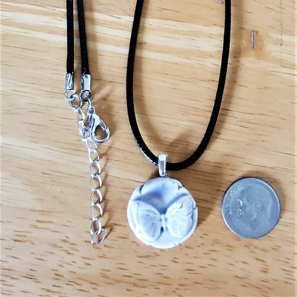 Handmade Ceramic Lilac Butterfly Pendant Necklace - Picture 7 of 12